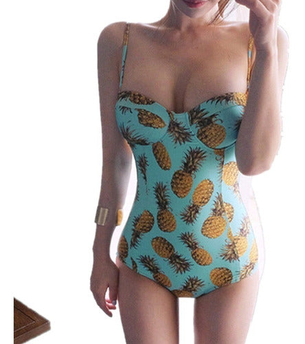 Traje De Baño Mujer Entero Completo Estampado Copas Preformadas Push Up Sexy Bikini Mexico Sex