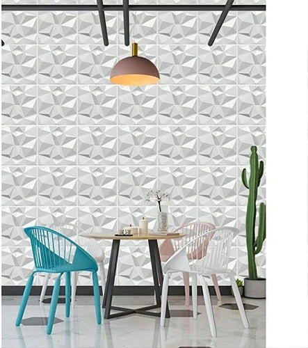 Panel 3d Decorativo 50x50cm Blanco Parede Con Adhesivo 12pz