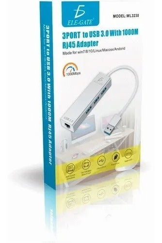 Adaptador Tipo C Hub 3 Usb 3.0 Ethernet 1000 Mbps Mac Pc Otg