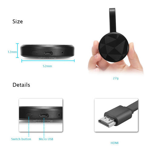 Dongle Wifi Inalámbrico 1080p Tv Stick Compatible Con Hdmi