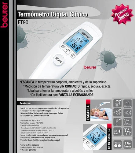 Termómetro Sin Contacto Digital Clínico Beurer Ft90
