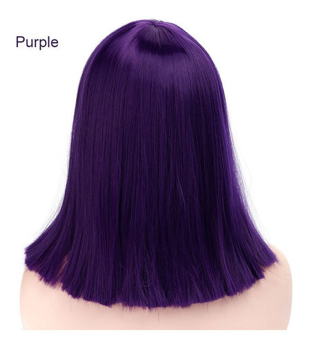 Peluca Púrpura De Longitud Medios De Pelo Liso 14 Pulgadas