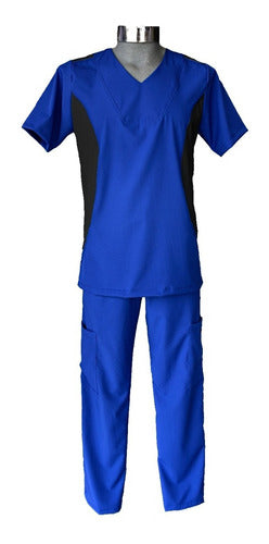 Conjunto Uniforme Quirúrgico Hombre Azul Rey Lateral Negro