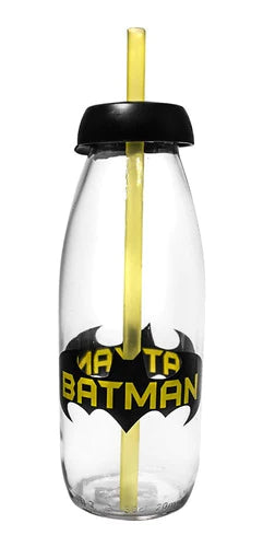 15 Vasos De Vidrio Mason Jar Superman Batman Tapa Y Popote