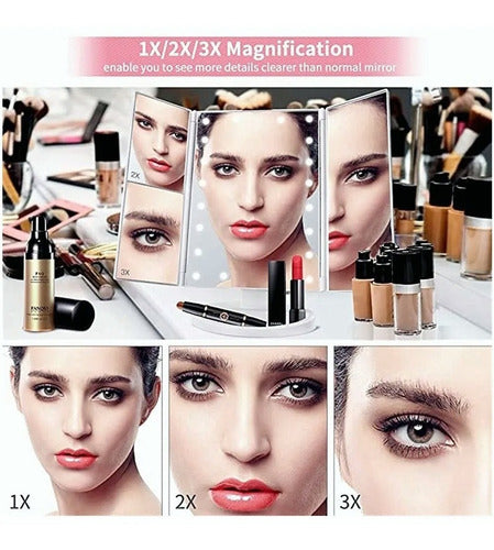Espejo Maquillaje Luz Tocar Aumentos 10x/3x/2x Talla Grande