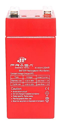Batería  4v-4a Frasa Sellada Recargable  , 4 V, 4.0 Ah.