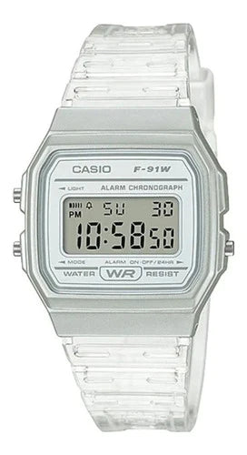 Reloj Casio Vintage F-91ws Extensible Transparente Unisex