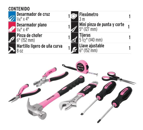Kit De Herramientas Pinzas, Color Rosa Para Mujer 8 Piezas,