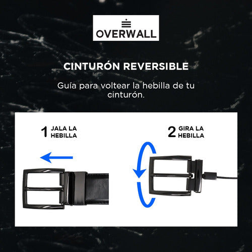 Cinturón Casual De Cuero Para Hombre - Reversible Tan/café