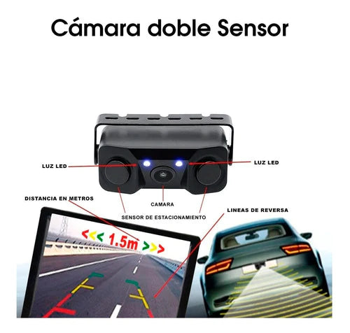 Espejo Retrovisor Rca + Camara Reversa Doble Sensor