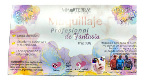Maquillaje Body Paint Teatro Pintacaritas Base Agua Pastel