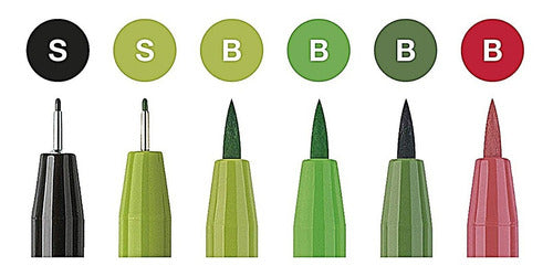 Set 6 Rotuladores Tonos Verde Profesionales Faber Castell