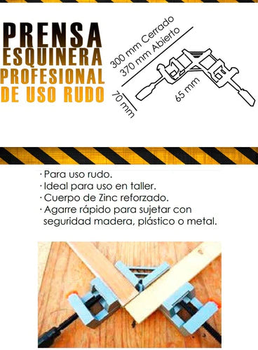 Prensa Esquinera De Metal Uso Rudo De Apertura 65mm Adir