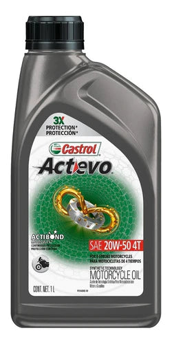 Aceite 20w50 4 Tiempos Moto Actevo Castrol 2 Litros