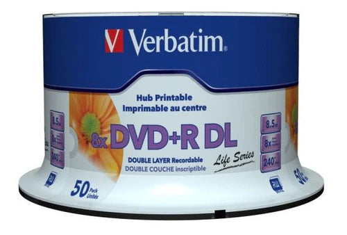 50 Dvd+r Dl Doble Capa Verbatim Imprimible 25 Gb 8x Psa