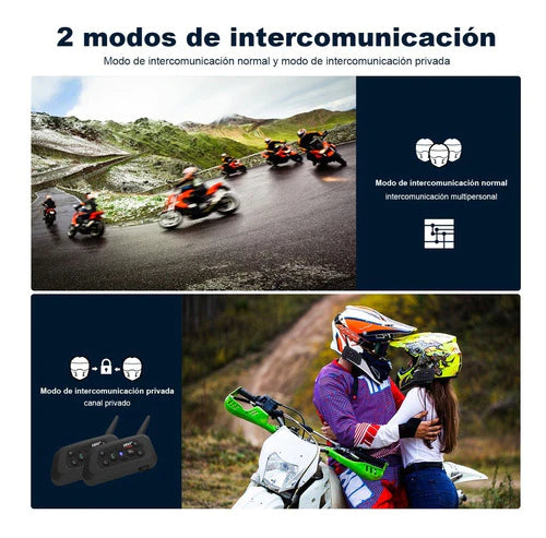Intercomunicador Motocicleta Para Casco Bluetooth 2pcs, Ip65