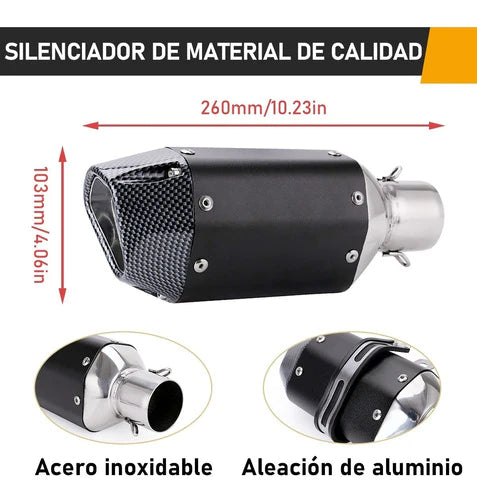 Escape Silenciador Para Moto Deportivo Universal 38-51mm