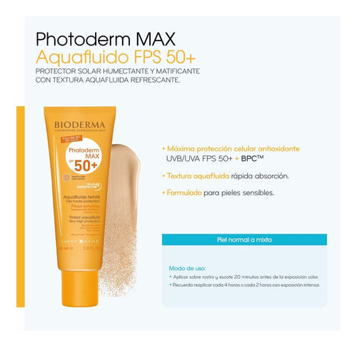 Bioderma Photoderm Max Aquafluido Tono Claro Spf50+, 40ml