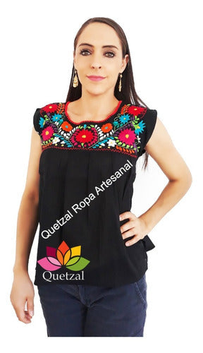 Blusa De Dama Artesanal Mexicana Típica Espalda De Encaje N