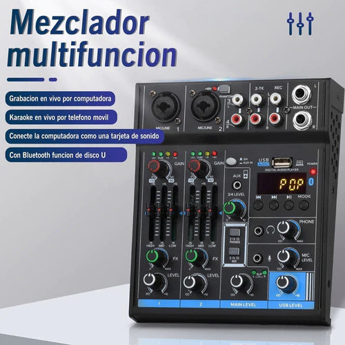 Depusheng M4 Mini Consola Mezclador De Audio 4 Canales
