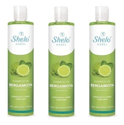 3 Piezas Shampoo Bergamota Sheló Nabel Crecimiento Cabello