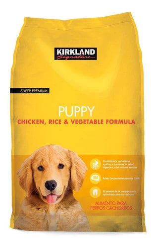 Alimento Kirkland Signature Super Premium Para Perro Cachorro Todos Los Tamaños Sabor Pollo, Arroz Y Vegetales En Bolsa De 9kg