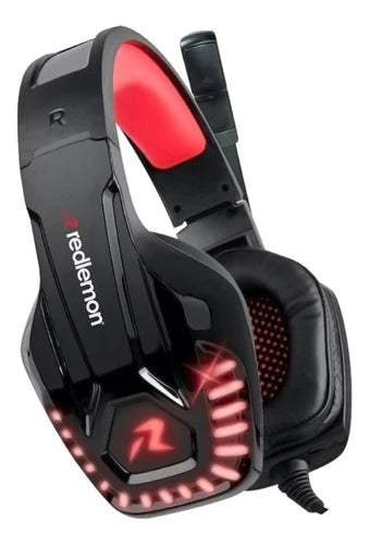 Audífonos Gamer Redlemon G6000 Negro Y Rojo Con Luz Led