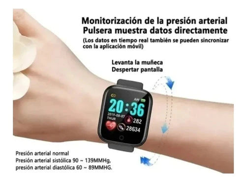 Y68 Smartwatch Sensor Ritmo Cardía Rosa-negro