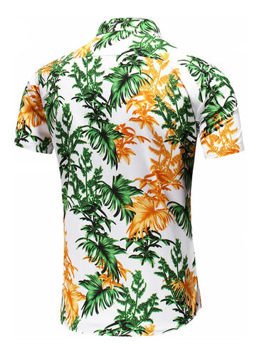 Camisa Casual De Manga Corta Para Hombre Top Estampado Flora