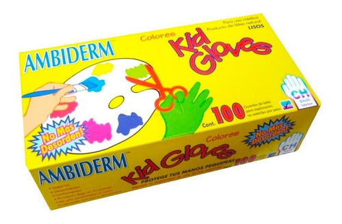 Guantes Kid Gloves Látex Ambiderm Colores Caja Con 100 Pzas