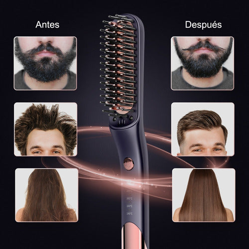 Cepillo Plancha Alisador Eléctrico Para Barba Y Cabello