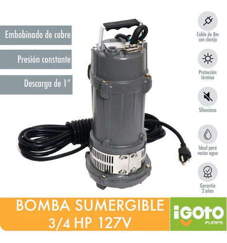 Igoto Qdx1.5-25-0.55t Bomba Sumergible Agua 3/4 Hp