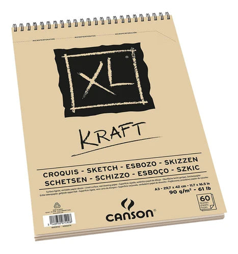 Cuaderno De Dibujo Papel Kraft Canson Album Xl 29.7x42cm 60h
