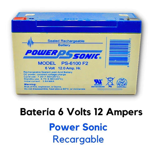Batería Ps6100 6 V 12 Ah Power Sonic Recargable Montables
