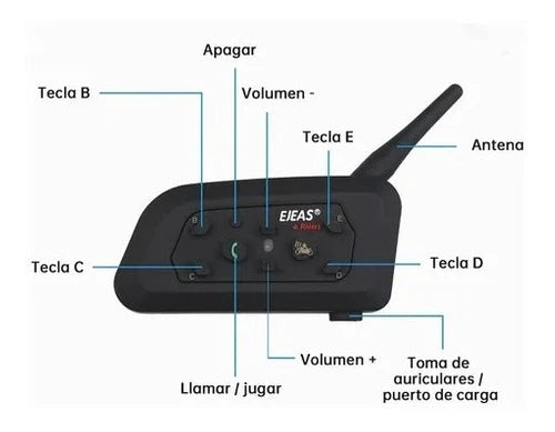 Intercomunicador Motocicleta Para Casco Bluetooth 1pcs, Ip65