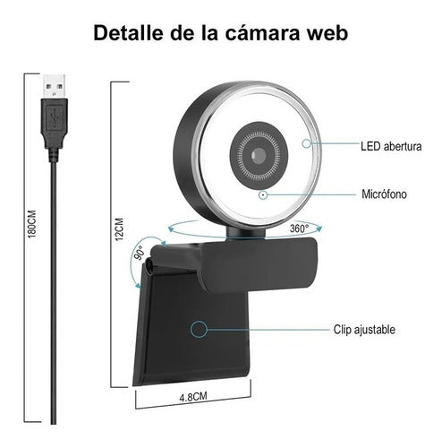 2k Hd Webcam Micrófono De Escritorio Portátil Stream Soporte