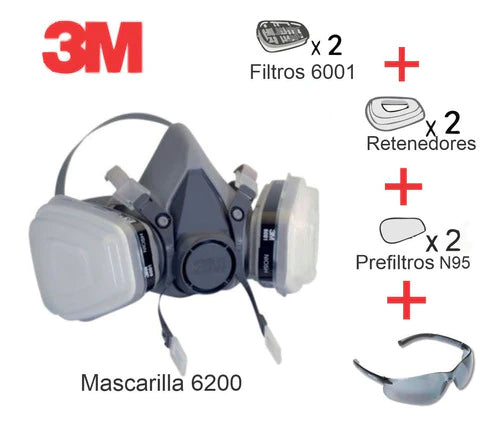 Mascarilla Respirador 3m Media Cara + 2 Filtros Polvo