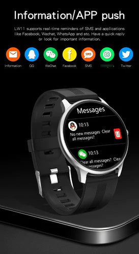 Reloj Smartwatch Ultradelgado Pantalla Redonda Ip68  Lw11