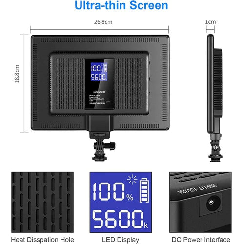 Video Luz Panel Neewer Ultra-fino 192 Led Con Batería Litio