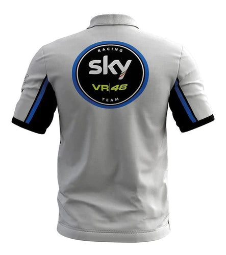 Camiseta Tipo Polo Vr46 Sky Racing Team Vr46 Race Day Gris