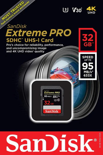 Memoria Sd Sandisk Extreme Pro 32gb Cl10 U3 95mb/s 4k Camara
