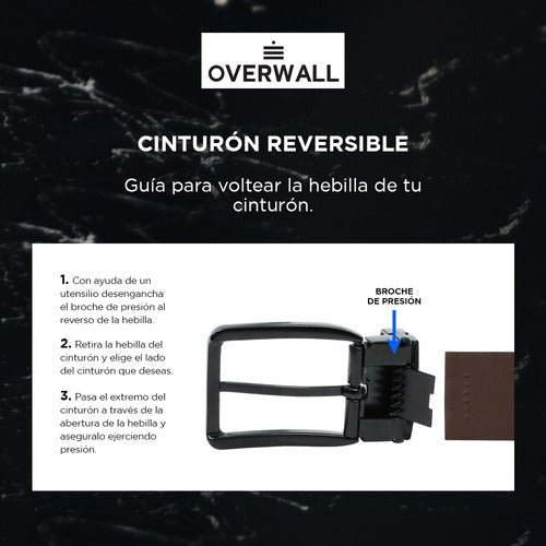 Cinturón Casual De Cuero Para Hombre - Reversible Café/negro