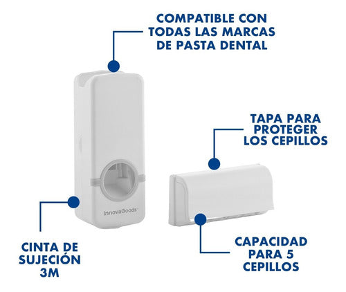 Innovagoods Dispensador De Pasta Dental Con Soporte, Baño