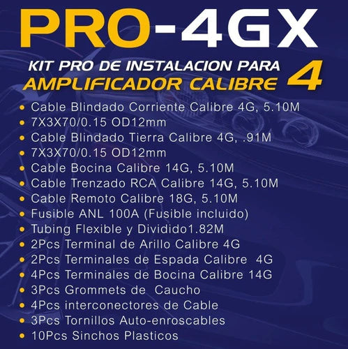 Kit De Instalación Calibre 4 Con Accesorios Steelpro Pro-4gx