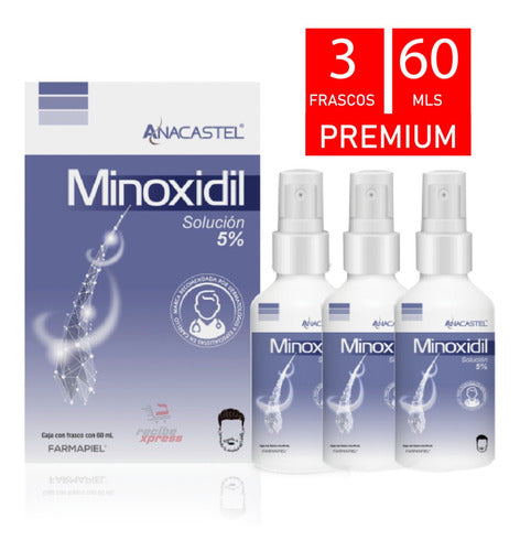 Minoxidil 5% Premium 3 Pack Crecimiento Cabello Barba Ceja