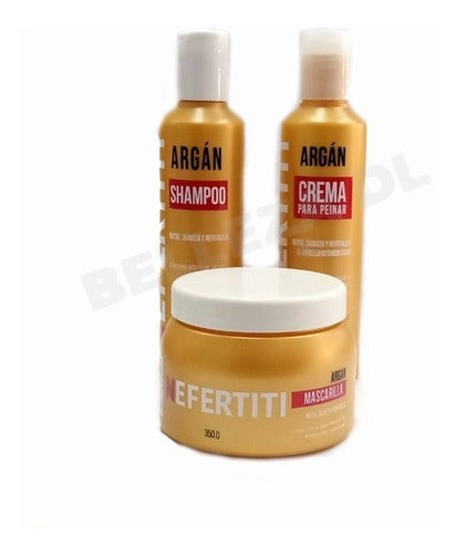 Kit Argan Nefertiti Shampoo + Mascarilla + Crema Para Peinar