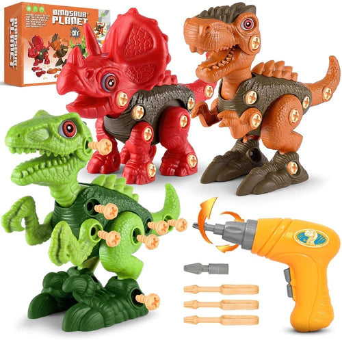 Unpack The Three-piece Set Of Children's Dinosaur Toys