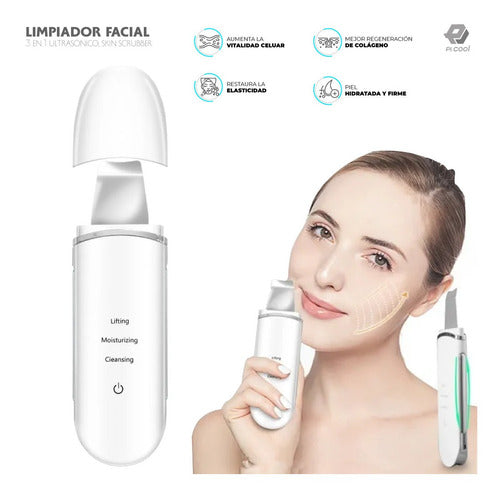 Limpiador Facial Ultrasónico 3 En 1 Skin Scrubber