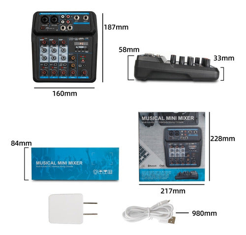 Depusheng U4 Mini Consola Mezclador De Audio 4 Canales