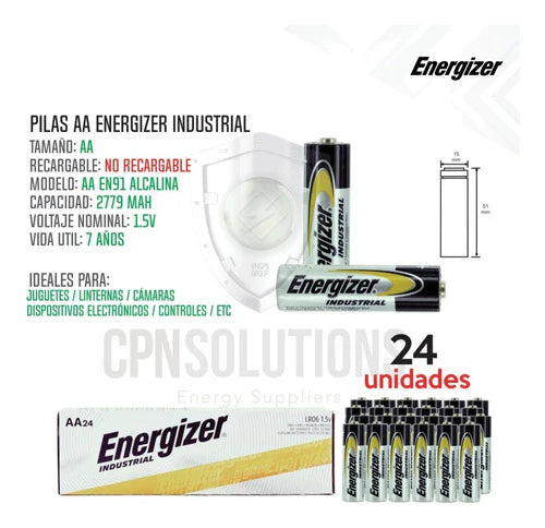 Pila Aa Energizer Industrial Alcalina Caja 24 Unidades